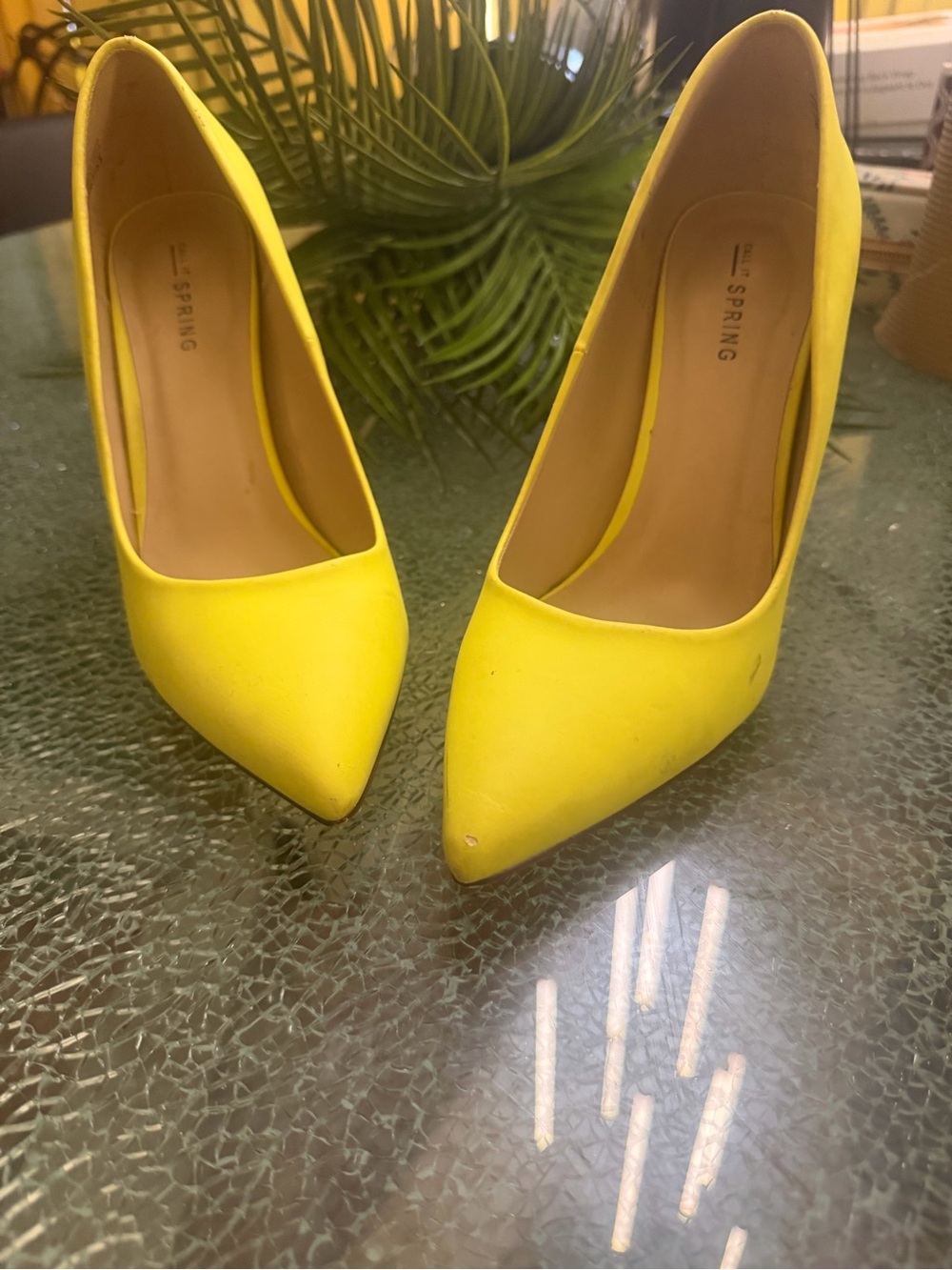 Spring Yellow Pointed-Toe Stiletto Pumps for Women
